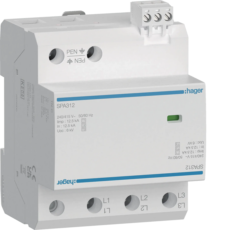 Überspannungsableiter T1+T2+T3 3P 12.5kA FM TN-C | Hager