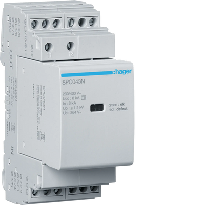 Überspannungsableiter  T3 3P+N Uc 264V In 3kA Up 1.4kV Kontakt | Hager