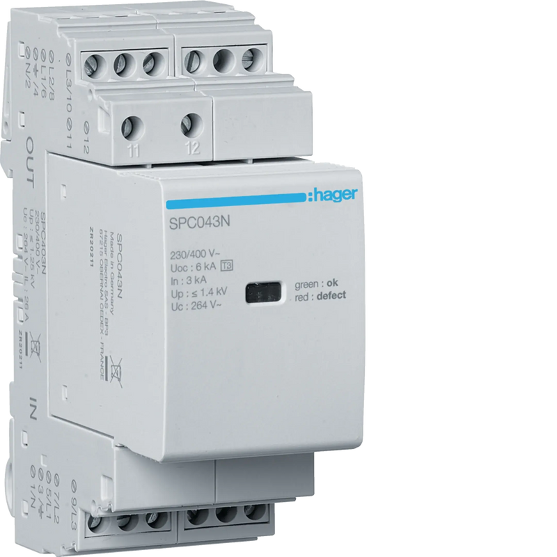 Überspannungsableiter  T3 3P+N Uc 264V In 3kA Up 1.4kV Kontakt | Hager