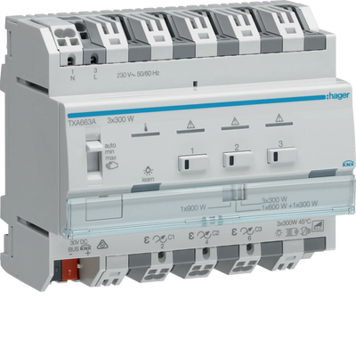 Universal-Dimmaktor 3-fach KNX easy, 3x300W, ESL/LED | Hager