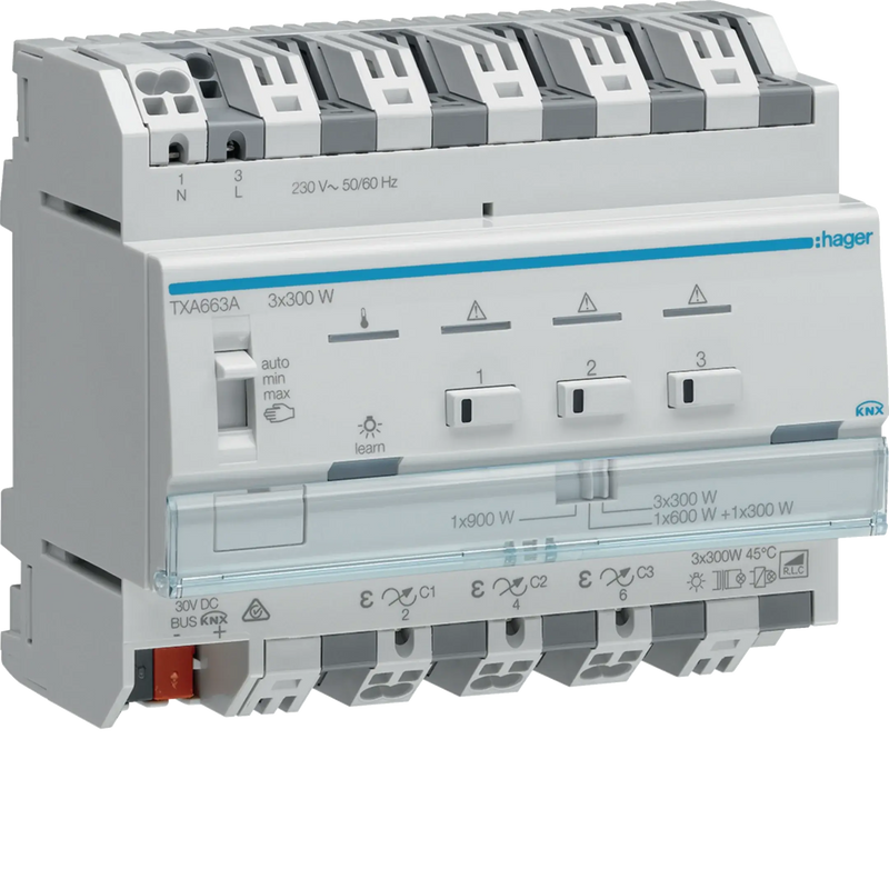 Universal-Dimmaktor 3-fach KNX easy, 3x300W, ESL/LED | Hager