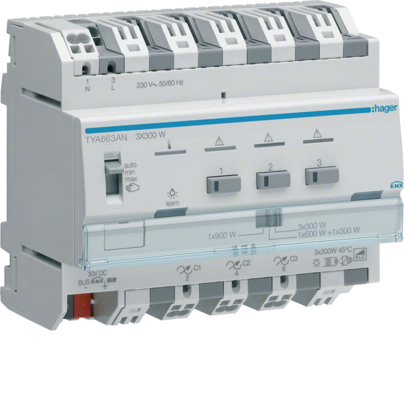 Universal-Dimmaktor 3-fach KNX, 3x300W, ESL/LED | Hager