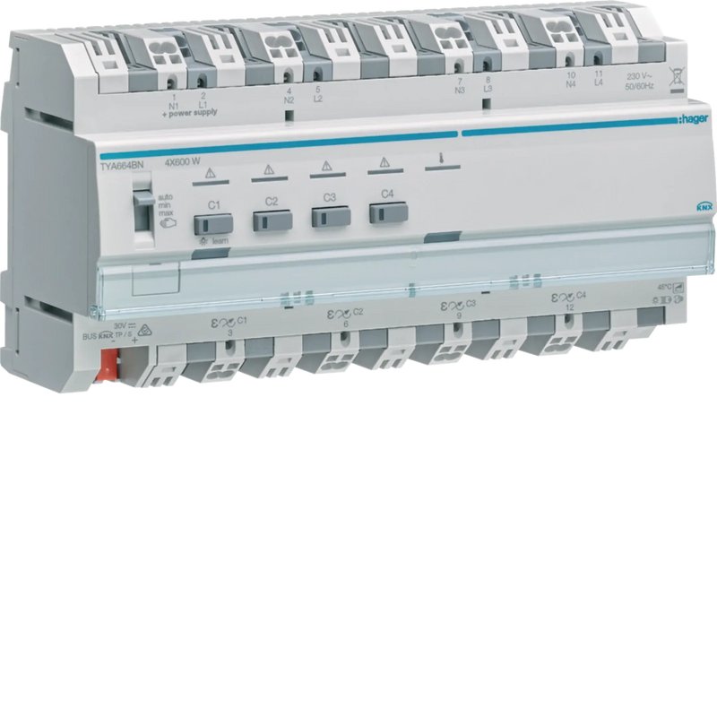 Universal-Dimmaktor 4-fach KNX, 4x600W, ESL/LED, kombinierbar | Hager