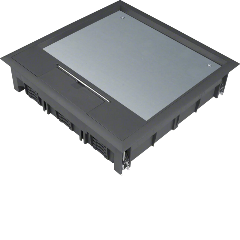 Versorgungseinheit Q12 244x244mm für 12mm Bodenbelag aus Polyamid tiefschwarz | Hager