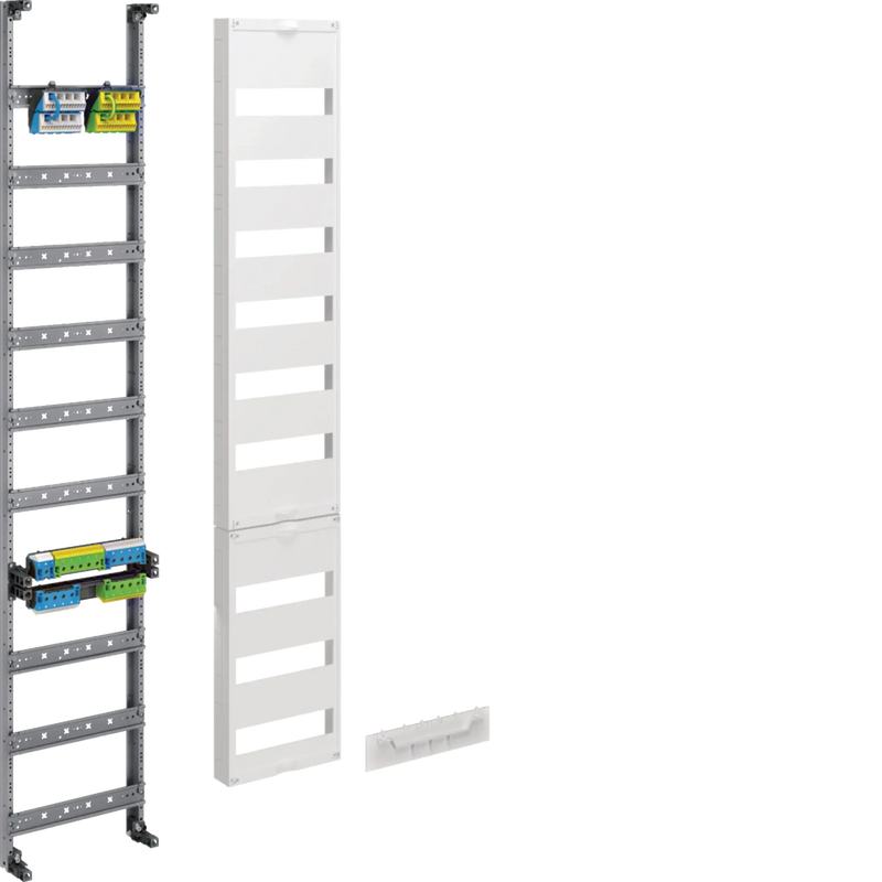 Verteilerfeld, univ.Z, Höhe 1350mm, 9-reihig, 1-feldig, PE/N senkrecht | Hager