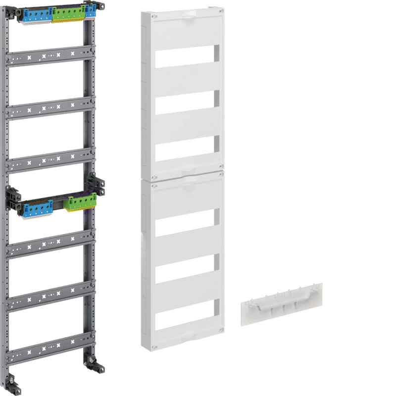 Verteilerfeld, univers Z, H:900mm, 6-reihig, 1-feldig, PE/N waag., Haube geteilt | Hager