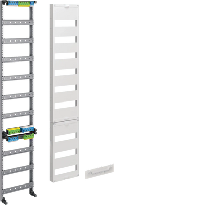 Verteilerfeld, univers Z, Höhe 1350mm, 9-reihig, 1-feldig, PE/N waagerecht | Hager