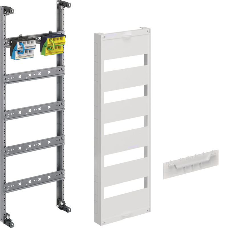 Verteilerfeld, univers Z, Höhe 750mm, 5-reihig, 1-feldig, PE/N senkrecht | Hager