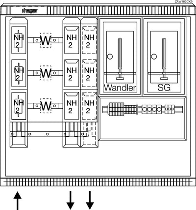 Wandler- und Messschrank, universN, bis 250 A, TN-C Netz, Avacon AG | Hager