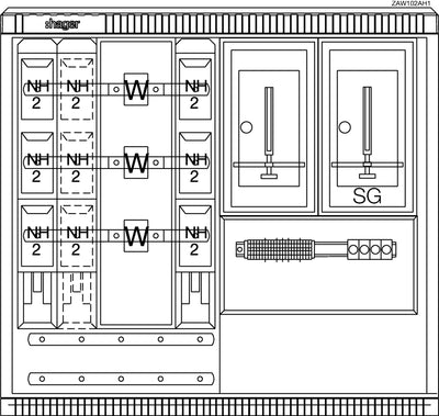 Wandler- und Messschrank, universN, bis 250 A, TN-S Netz, HanseWerk/Stw.Schwerin | Hager