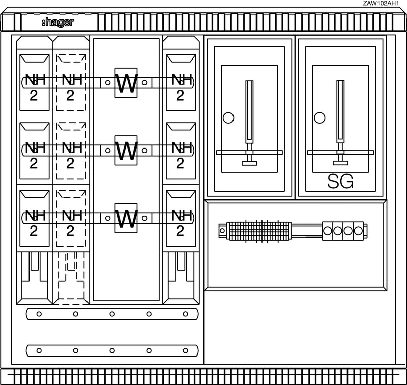 Wandler- und Messschrank, universN, bis 250 A, TN-S Netz, HanseWerk/Stw.Schwerin | Hager