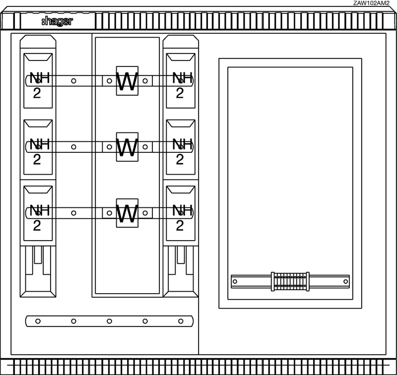 Wandler- und Messschrank, universN, bis 400 A, 1005 x 1110 x 315 mm | Hager