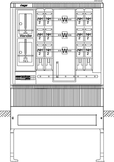 Wandler- und Messschrank, universN, bis 400 A, TN-C Netz, 1005 x 1110 x 315 mm | Hager
